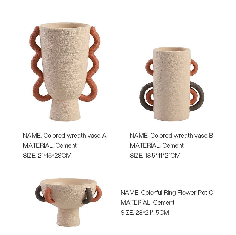 Geometric Sand-Textured Ring Vase – Artistic Flower Arrangement & Home Decor