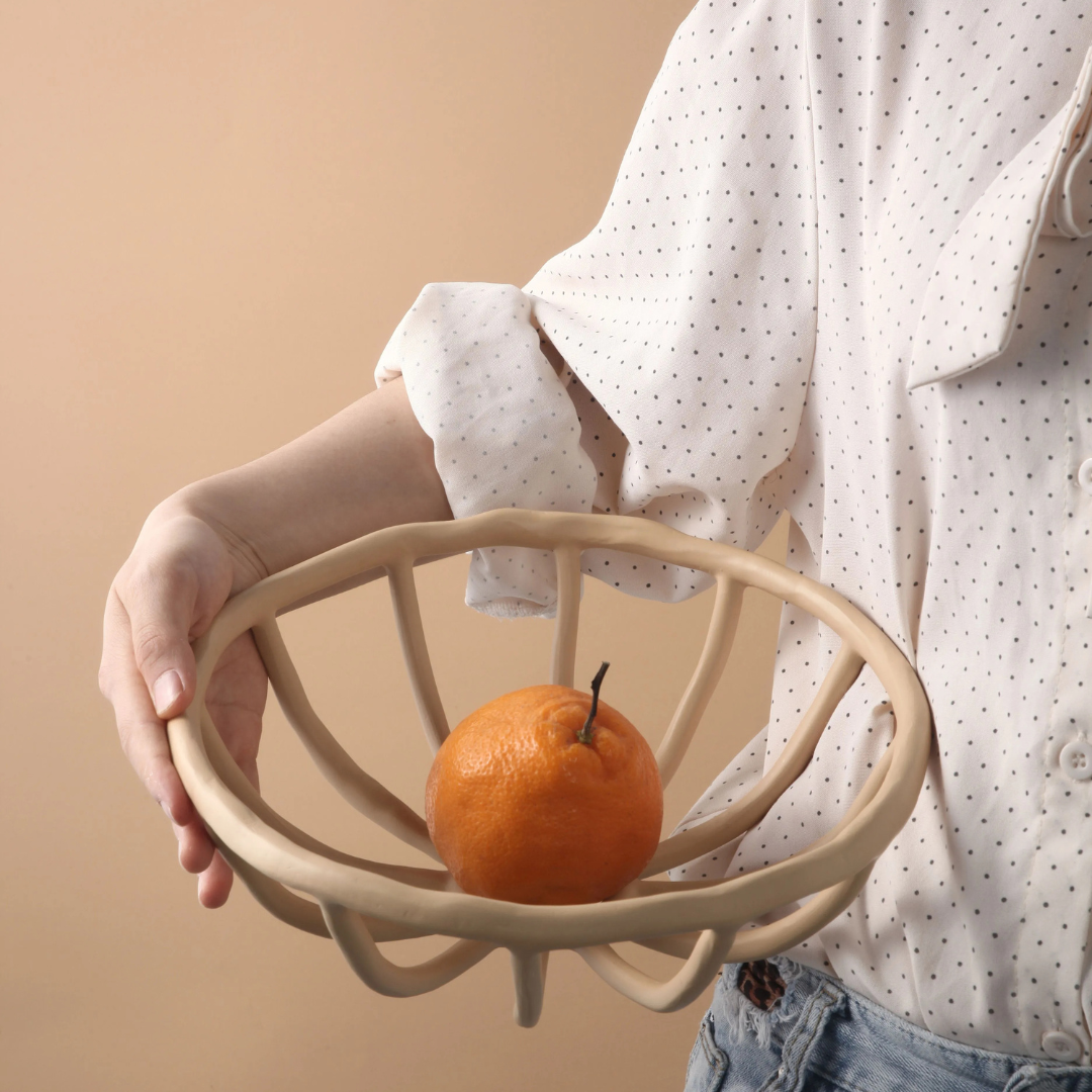Basket Apricot Resin Fruit Plate