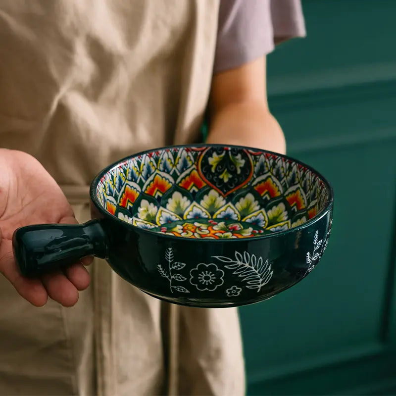 Bohemian Ceramic Tableware Bilitis Bowls And Plates Light Luxury Hand Painted Creative Household Rice Bowl Soup Bowl Vegetable Plate