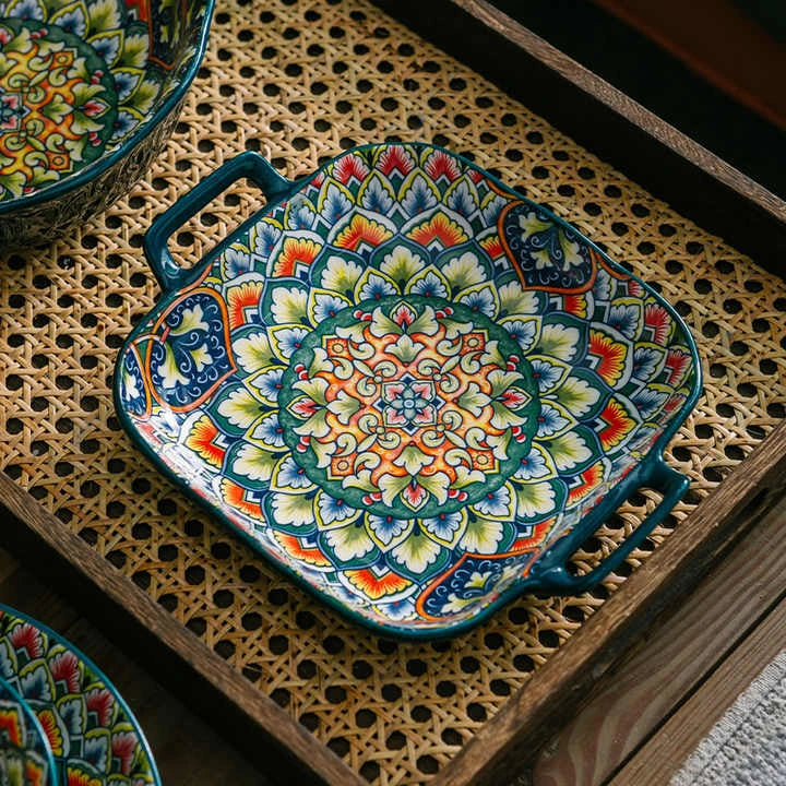 Bohemian Ceramic Tableware Bilitis Bowls And Plates Light Luxury Hand Painted Creative Household Rice Bowl Soup Bowl Vegetable Plate