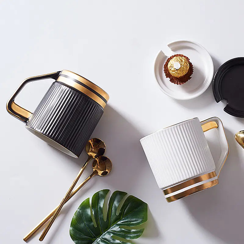 كوب سيراميك بحواف على الطراز الاسكندنافي بسعة كبيرة 350 مل