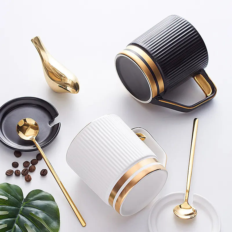 كوب سيراميك بحواف على الطراز الاسكندنافي بسعة كبيرة 350 مل