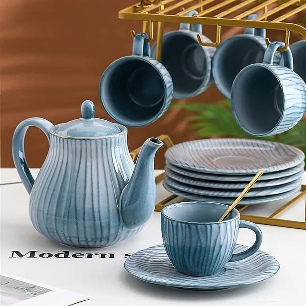 Luxury Tea Set Ceramic Coffee Set, with Storage Rack
