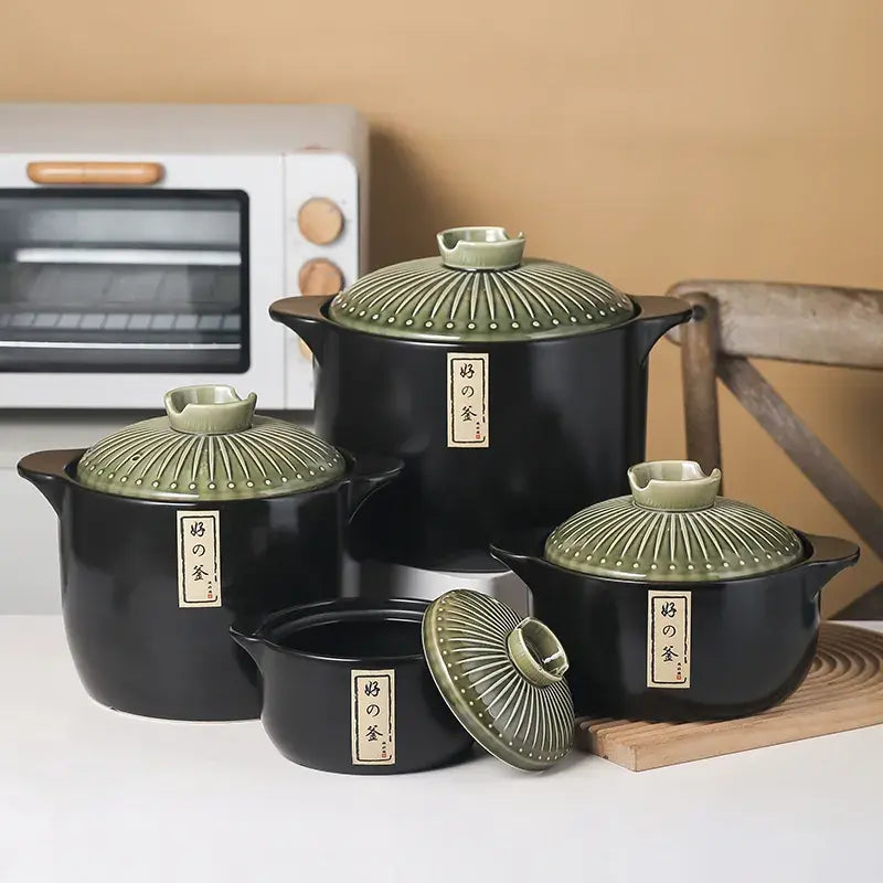 Japanese High Quality Ceramic Cookware Nonstick Gas Casseroles Set With Lid