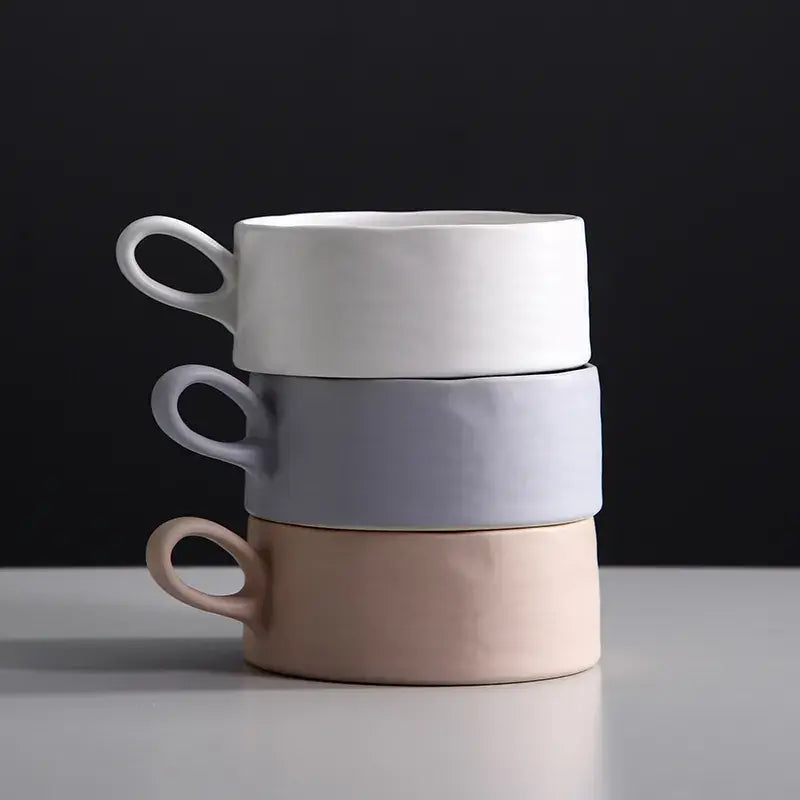 كوب حبوب الإفطار المزجج المصنوع من السيراميك بسعة كبيرة مع وعاء حليب وصحن للإفطار