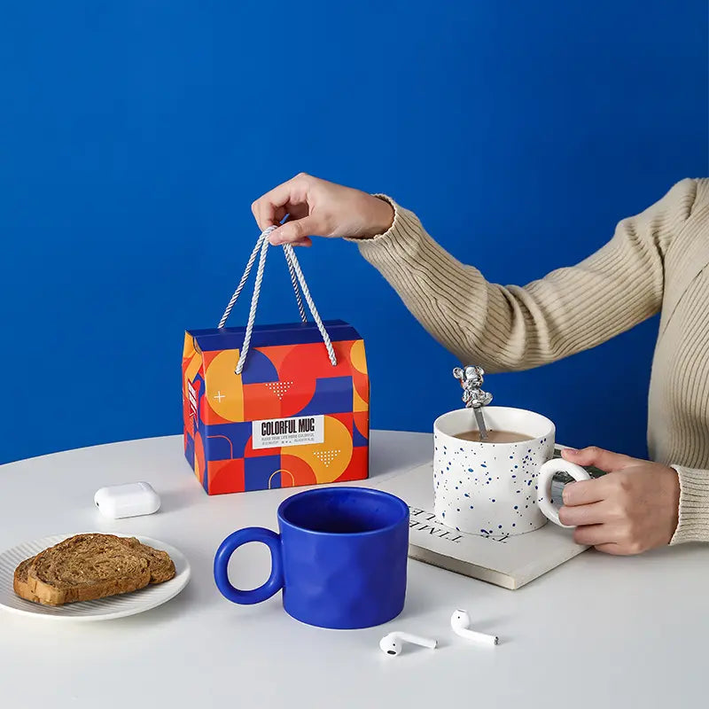 كوب سيراميك مرشوش مع ملعقة دب، صندوق هدايا تذكاري