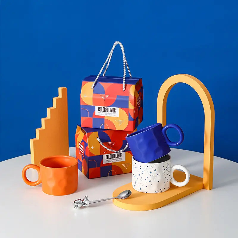 كوب سيراميك مرشوش مع ملعقة دب، صندوق هدايا تذكاري