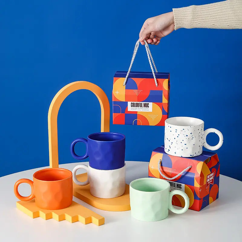 كوب سيراميك مرشوش مع ملعقة دب، صندوق هدايا تذكاري