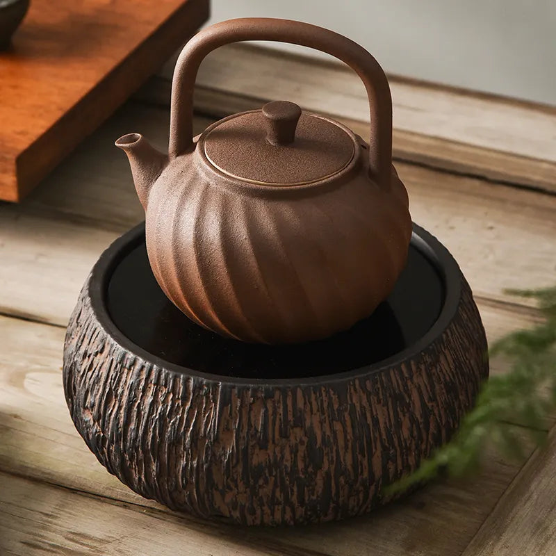 Chinese Traditional Ceramic Teapot Rotating Stripe Pattern Pots