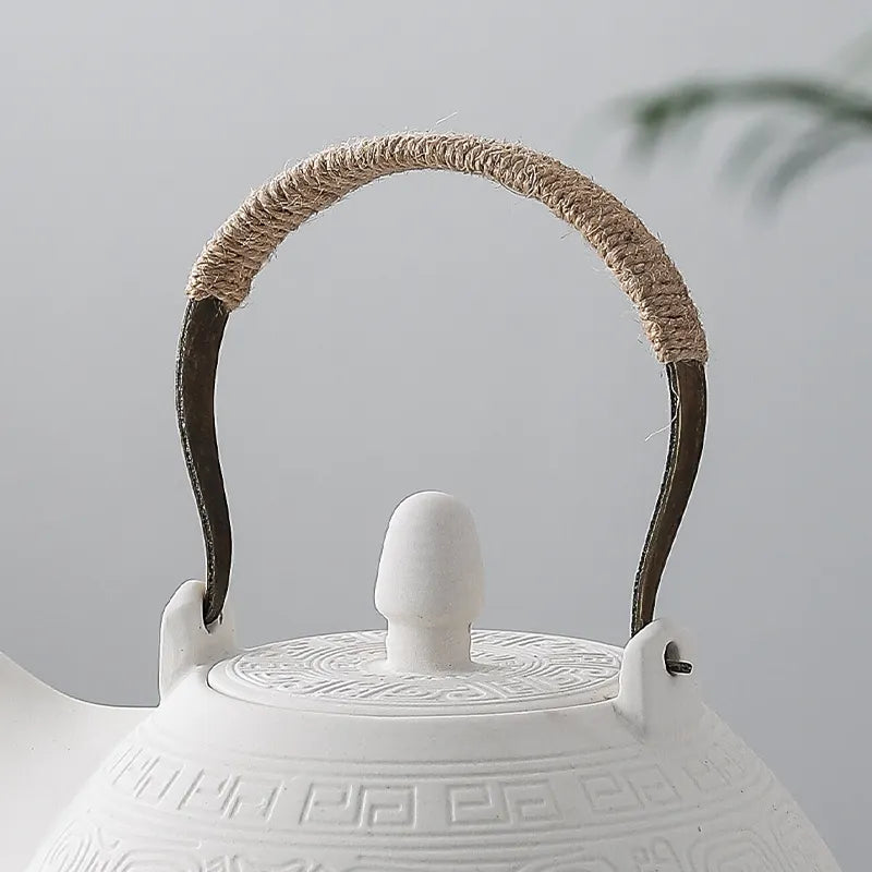 Classic Japanese style Rich pattern Ceramic Teapot White