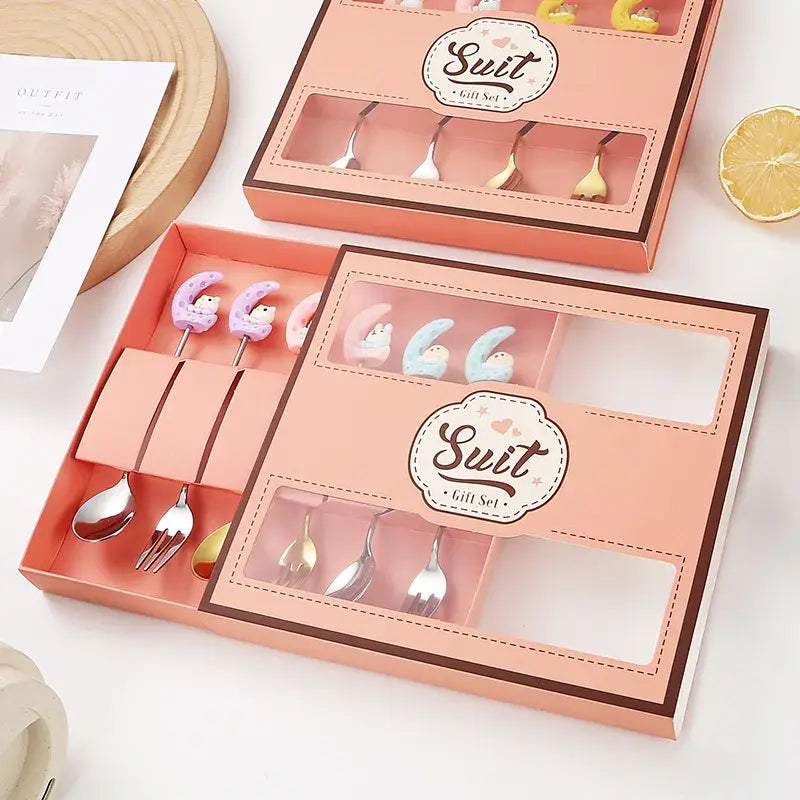 New Stainless Steel Moon Rabbit Cartoon Stirring Spoon and Fork Creative Childlike