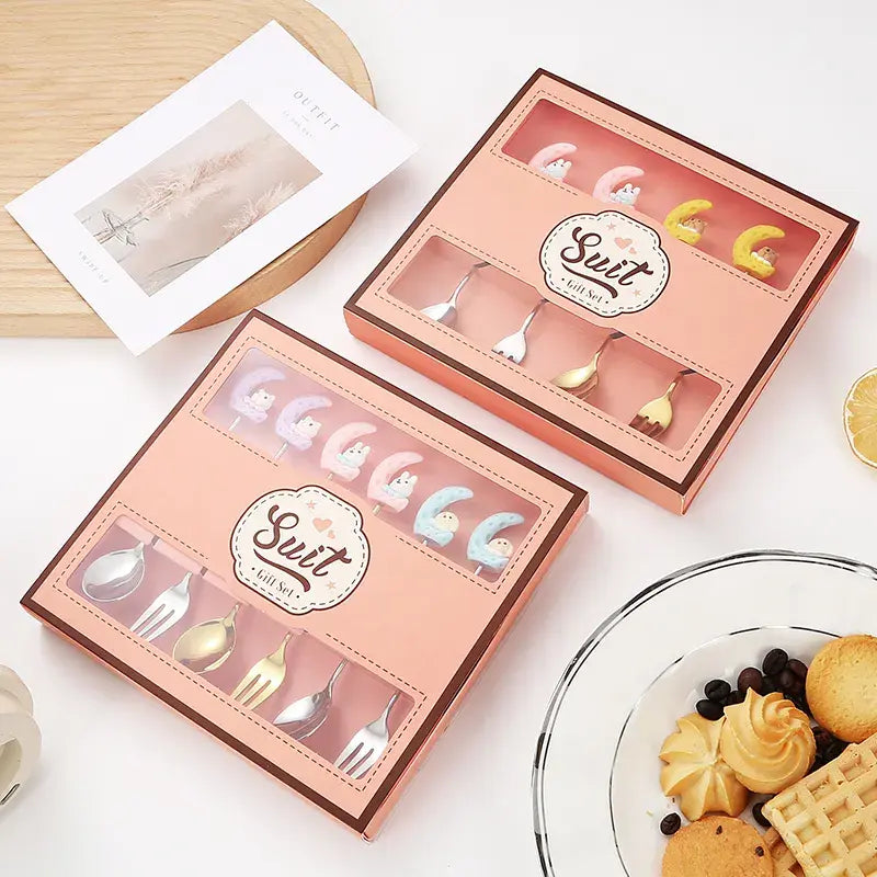 New Stainless Steel Moon Rabbit Cartoon Stirring Spoon and Fork Creative Childlike