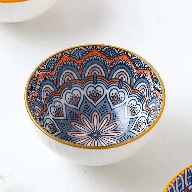 Bohemian Bowls Chopsticks Blue and White - Orange Ceramic Gift Box