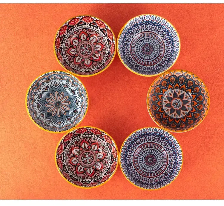 Ceramic Bohemian Style Bowls and Spoons and Plates