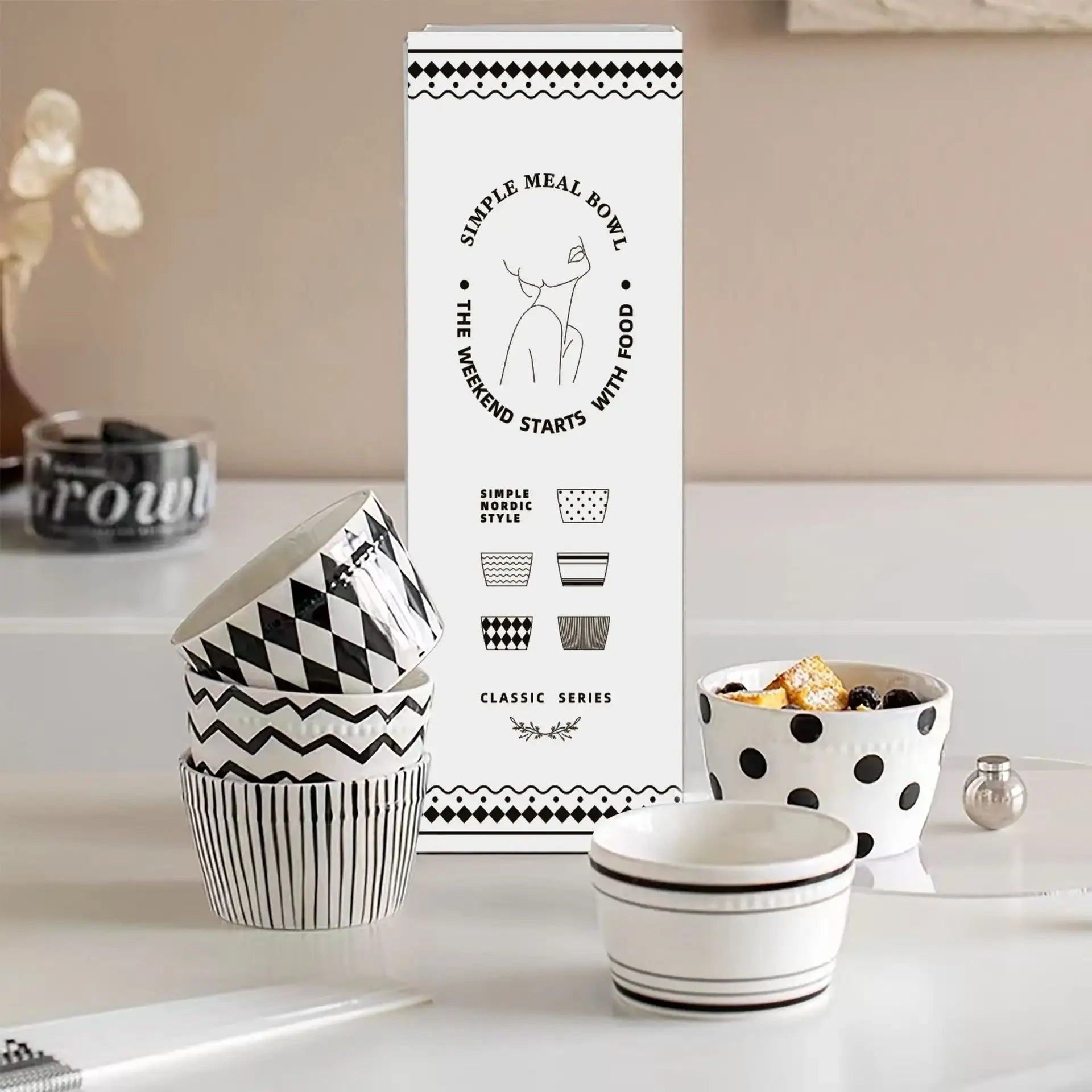 Luxury High Quality 5 Bowls Porcelain Set for Gift 5 inch