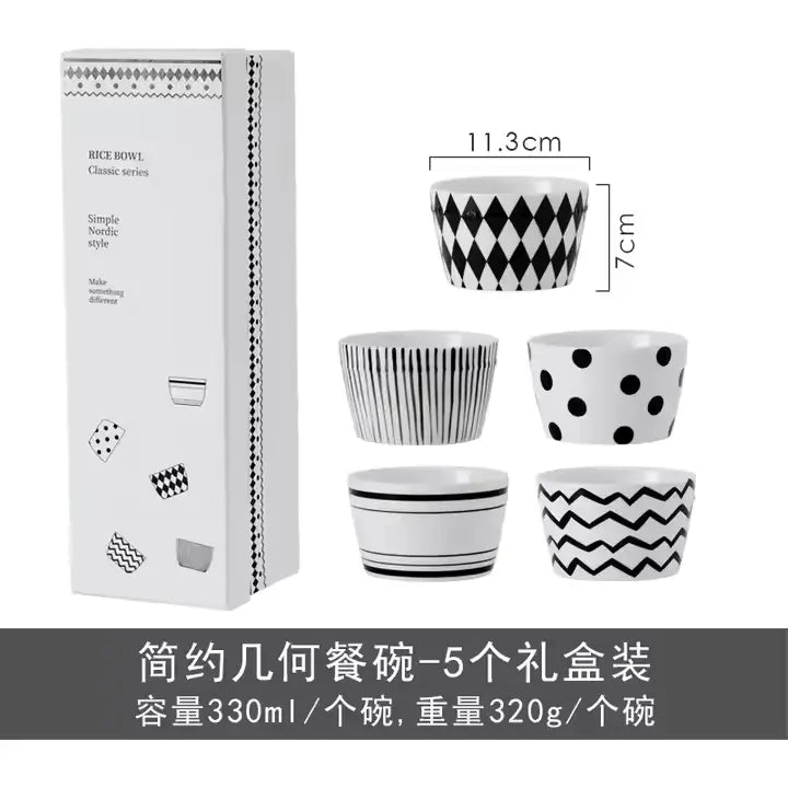Luxury High Quality 5 Bowls Porcelain Set for Gift 5 inch