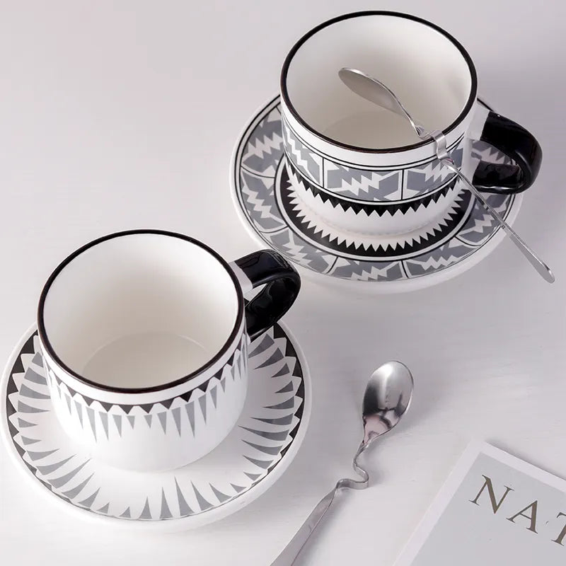 Luxury European Porcelain Espresso Coffee Cup Saucer Set with Spoon