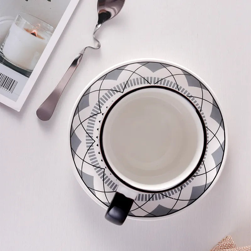 Luxury European Porcelain Espresso Coffee Cup Saucer Set with Spoon