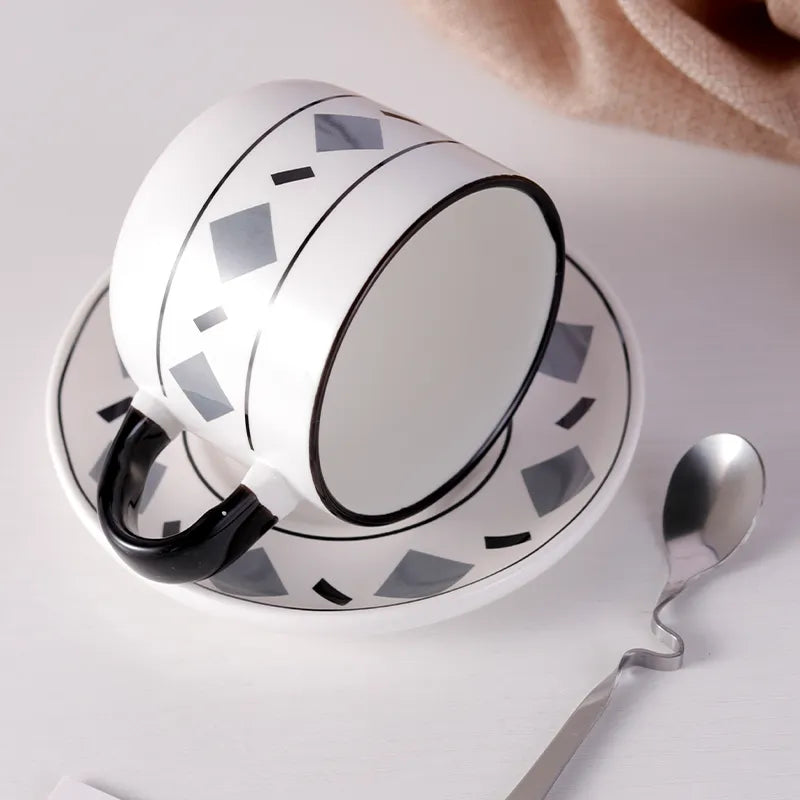 Luxury European Porcelain Espresso Coffee Cup Saucer Set with Spoon