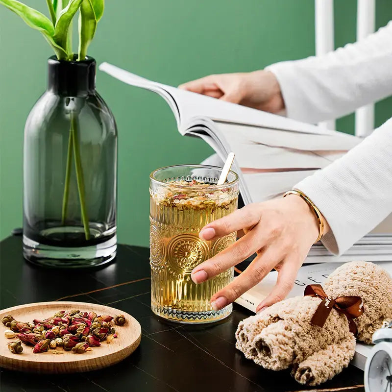 Scandinavian Retro Gold Circle Sunflower Glass European Round