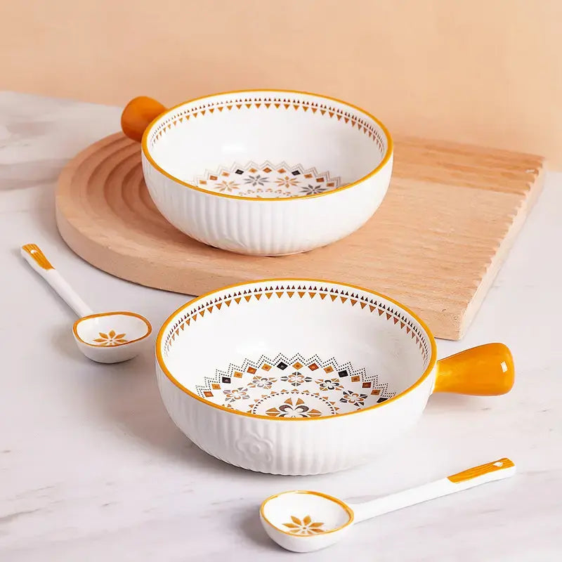 Japanese Style Underglaze Colored Ceramic Tableware Bowl and Dish Set