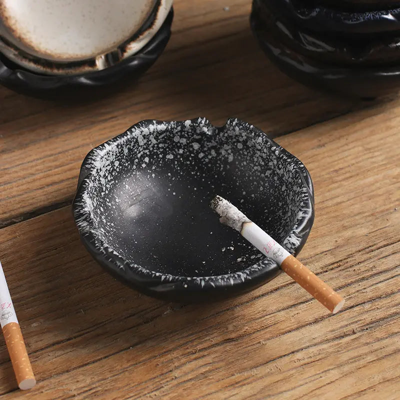 Japanese Stoneware Ashtray Handmade Round Cigar Cigarette