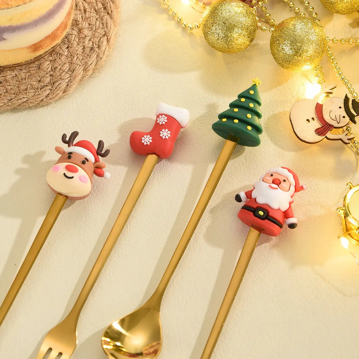 Christmas Stainless Steel Spoon and Fork Cutlery Set Gift Box Cartoon