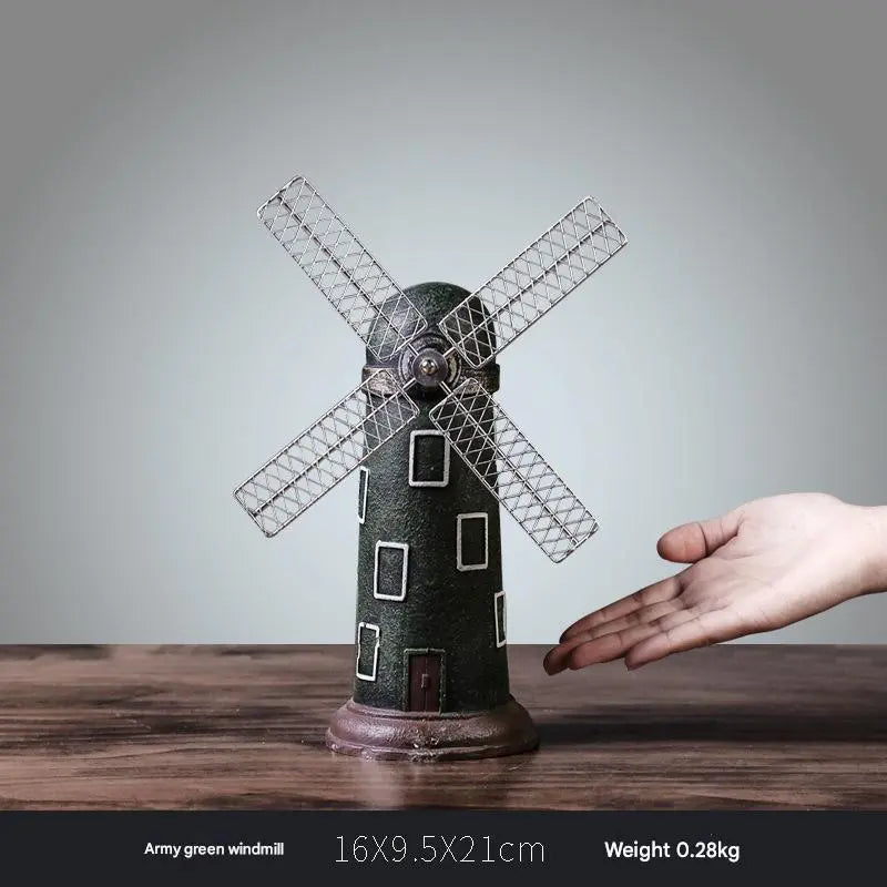Army green windmill Resin