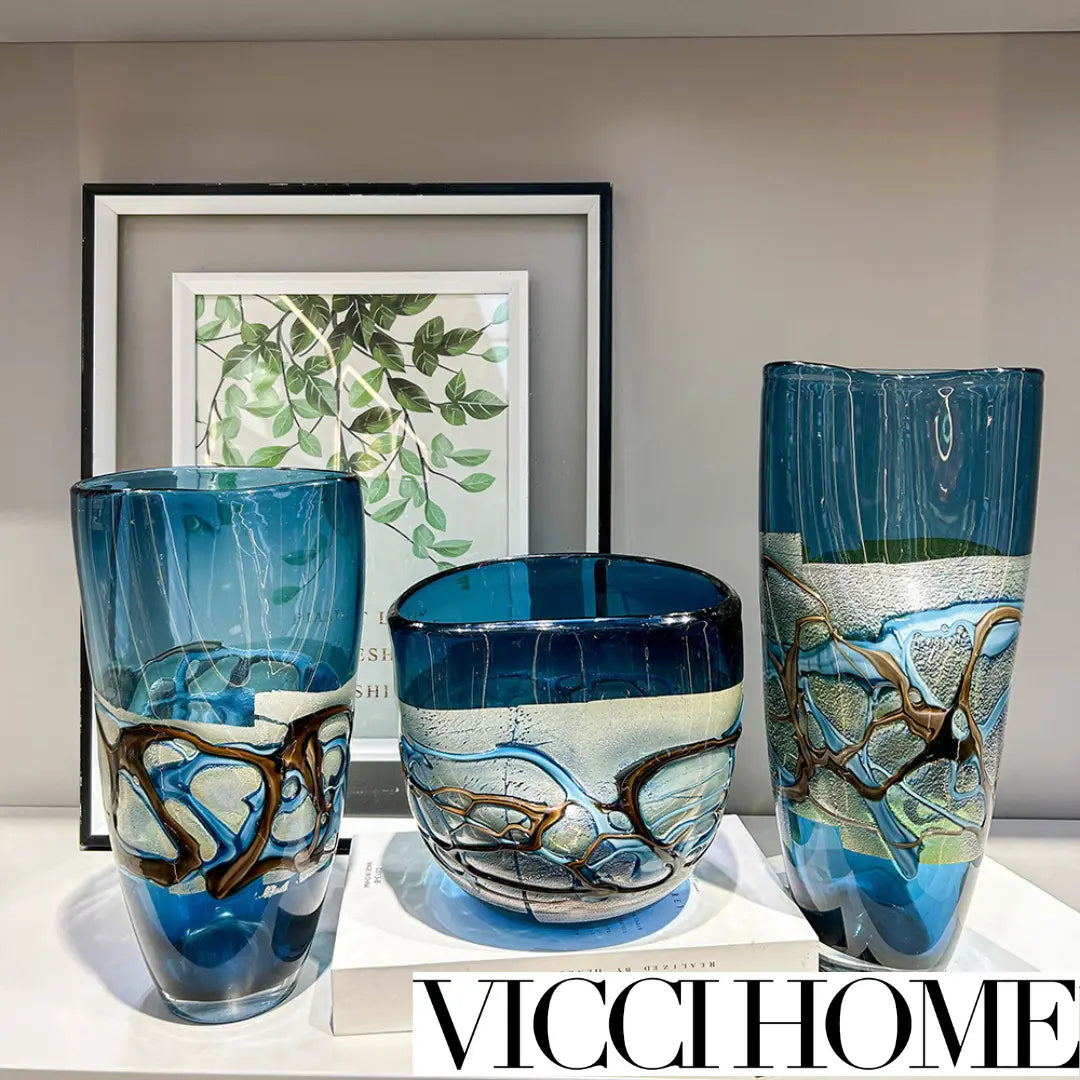 Sand Blowing Personality Silk-Wrapped Glass High-End Vase