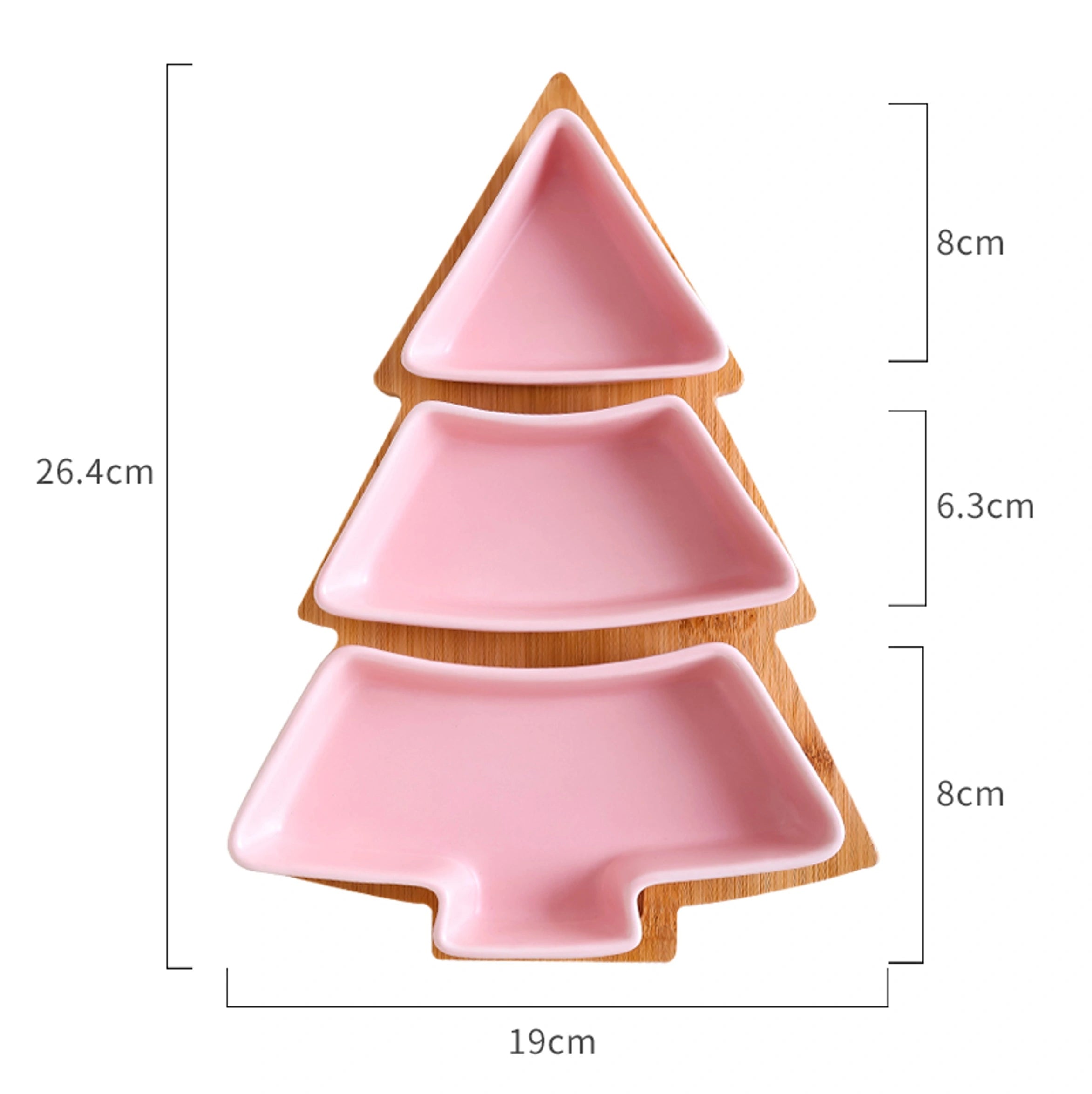 طبق سيراميك مبتكر على شكل شجرة عيد الميلاد مع طبق من الخيزران