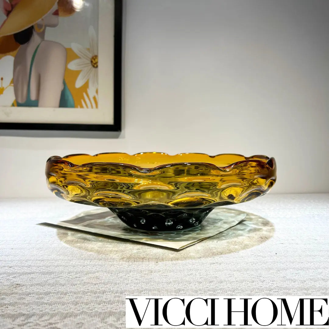 Sand Blowing Handcrafted Smoky Gray Amber Double Color