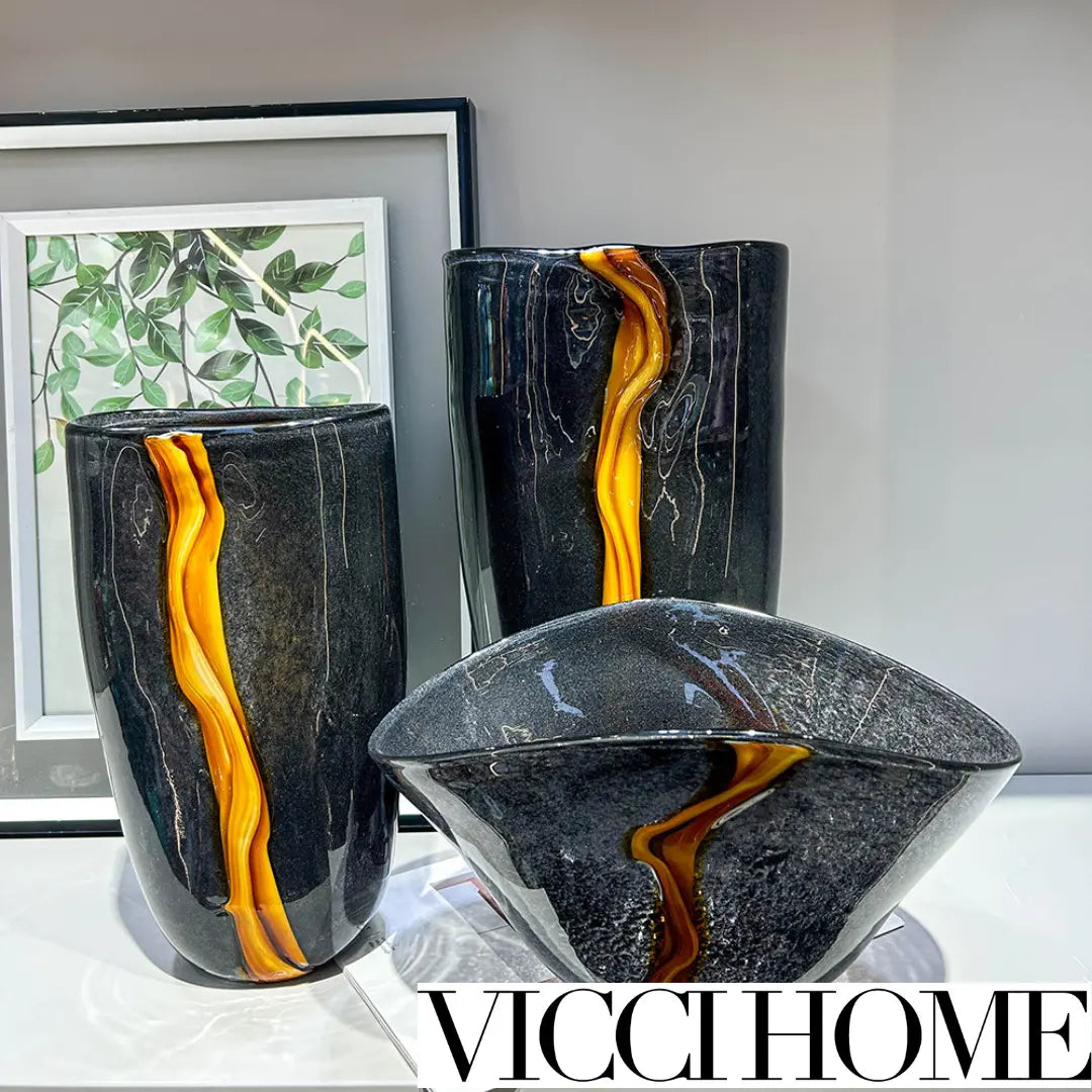 Sand Blowing Luxury Glass Vase and Fruit Plate