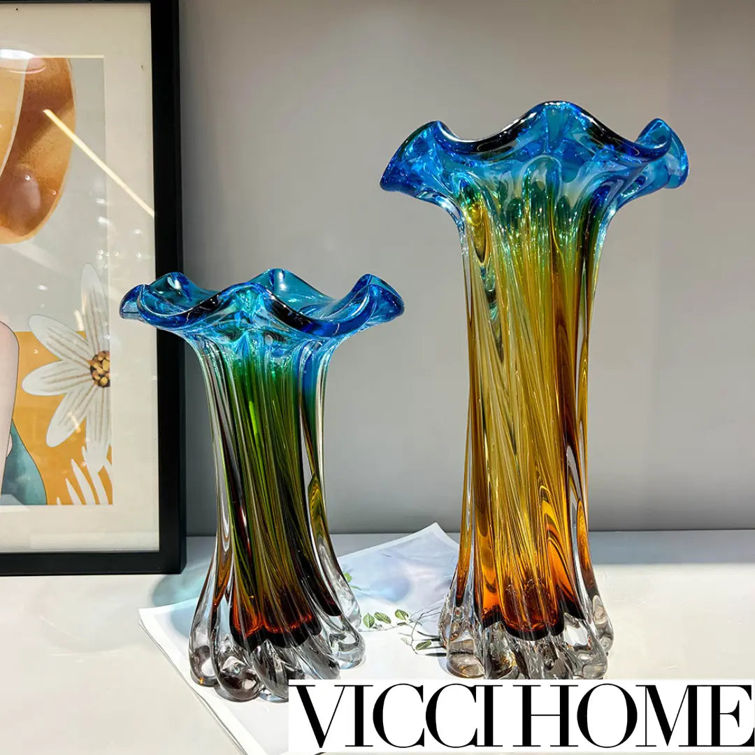 Sandblasted High-End Heavy Glass Vase