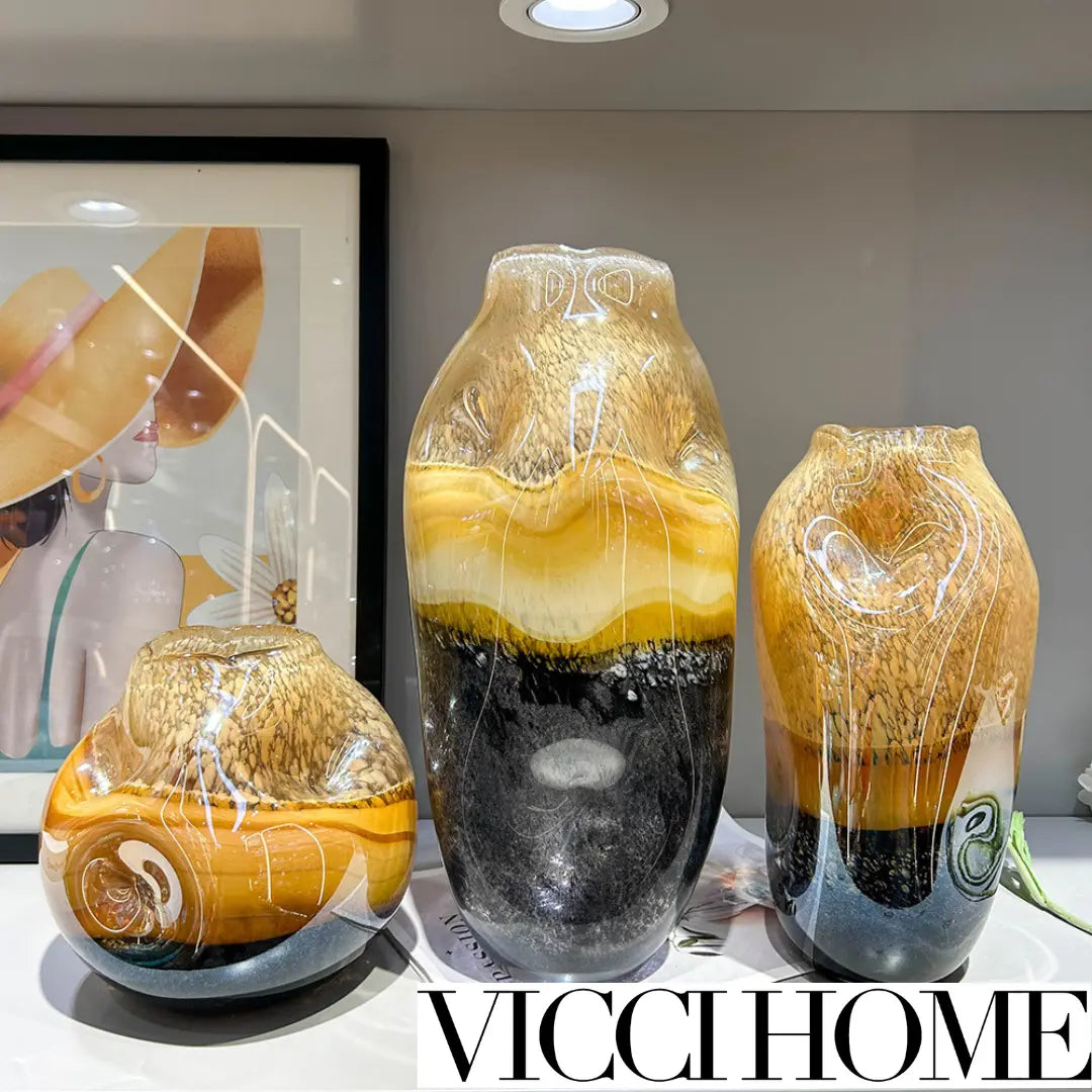 Sand Blowing Handmade Art Glass Vase – High-Grade Medieval Style