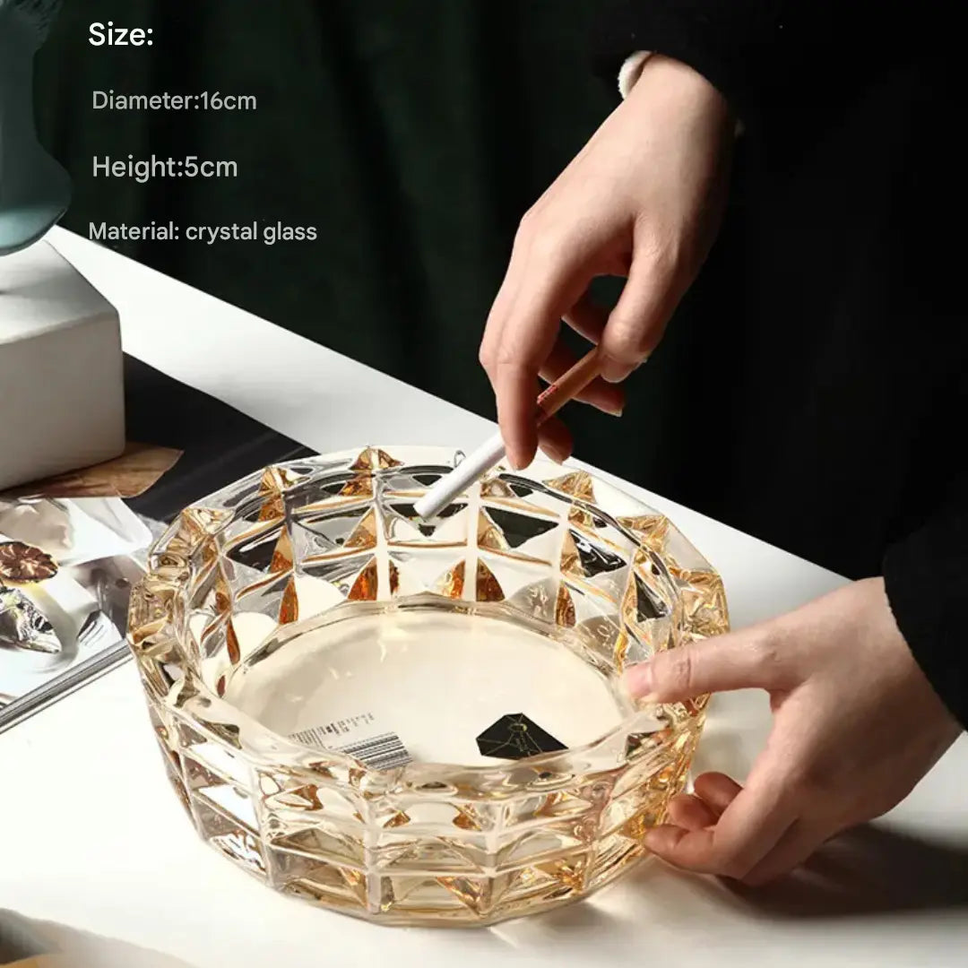Large Diamond Pattern Glass Ashtray