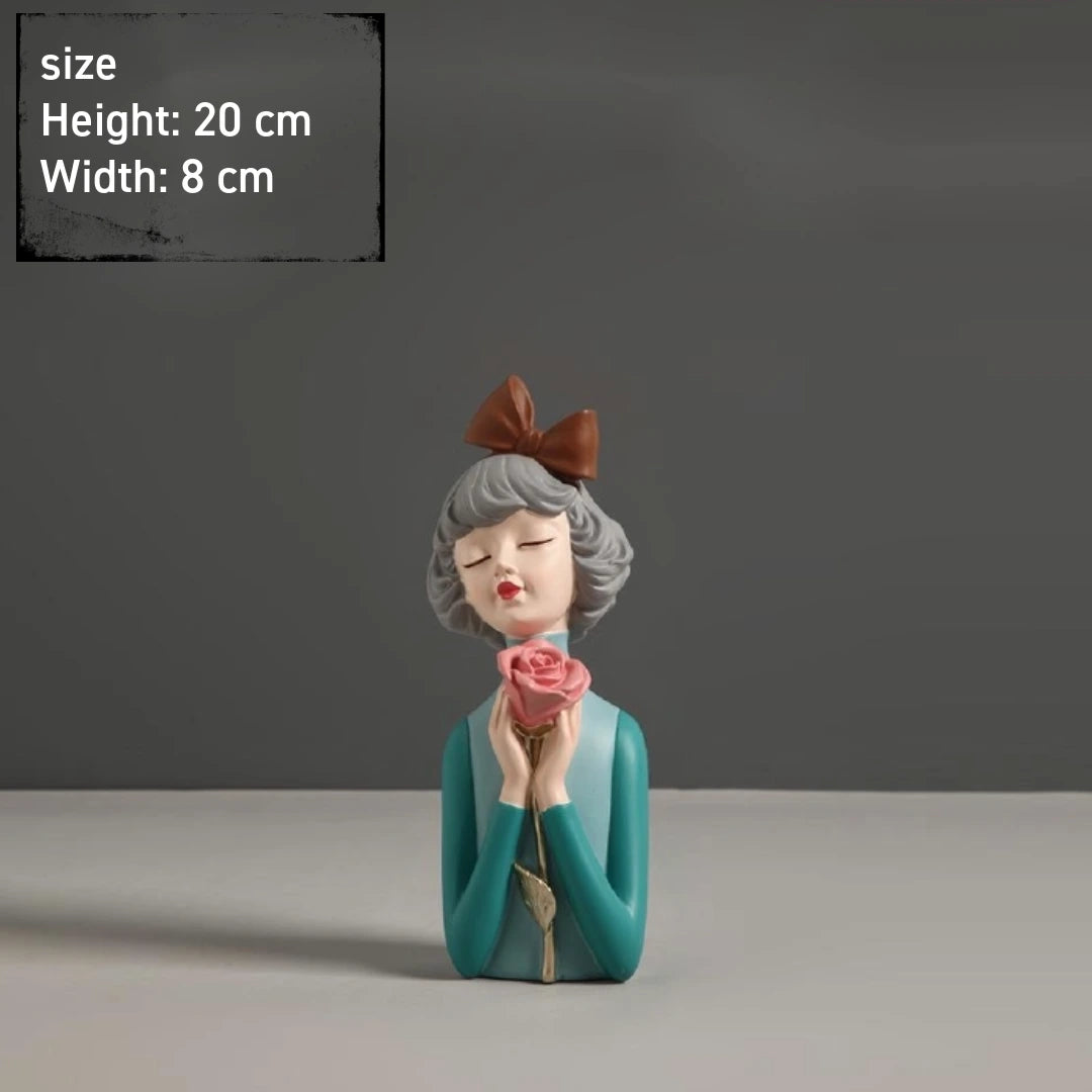 Butterfly Girl Flower Heart-Blue figurine