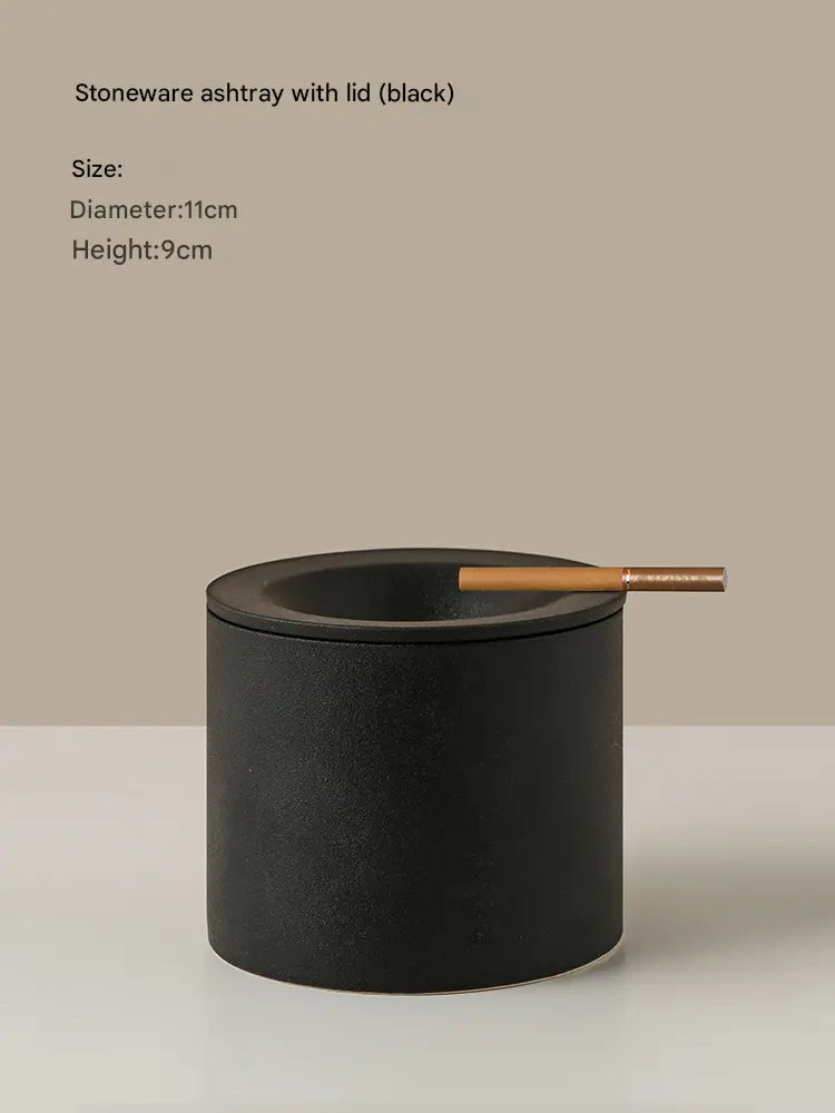 Stoneware Ashtray with Lid