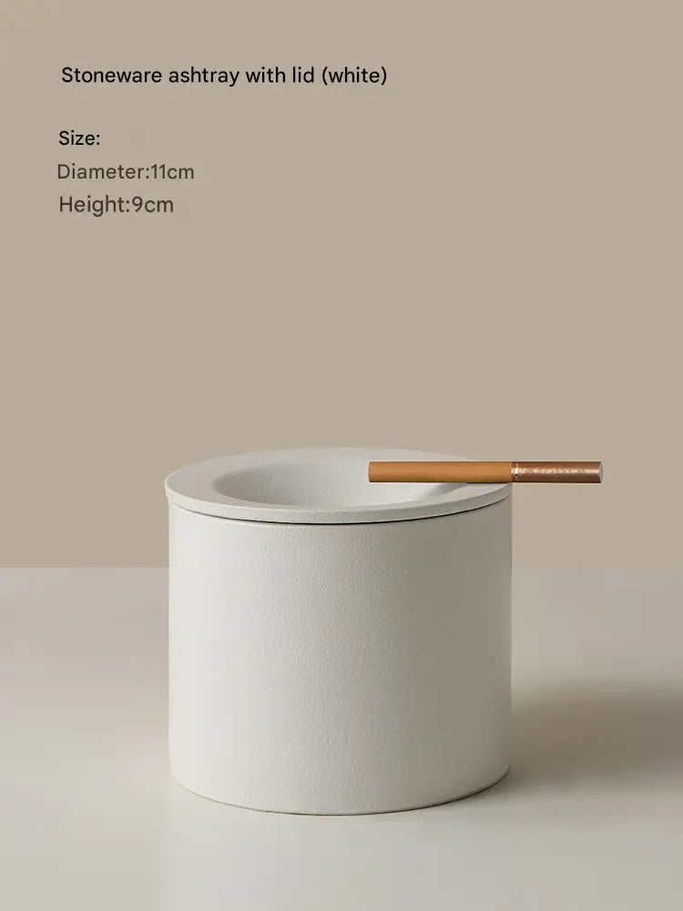 Stoneware Ashtray with Lid
