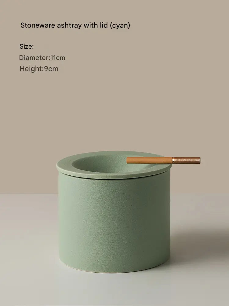 Stoneware Ashtray with Lid