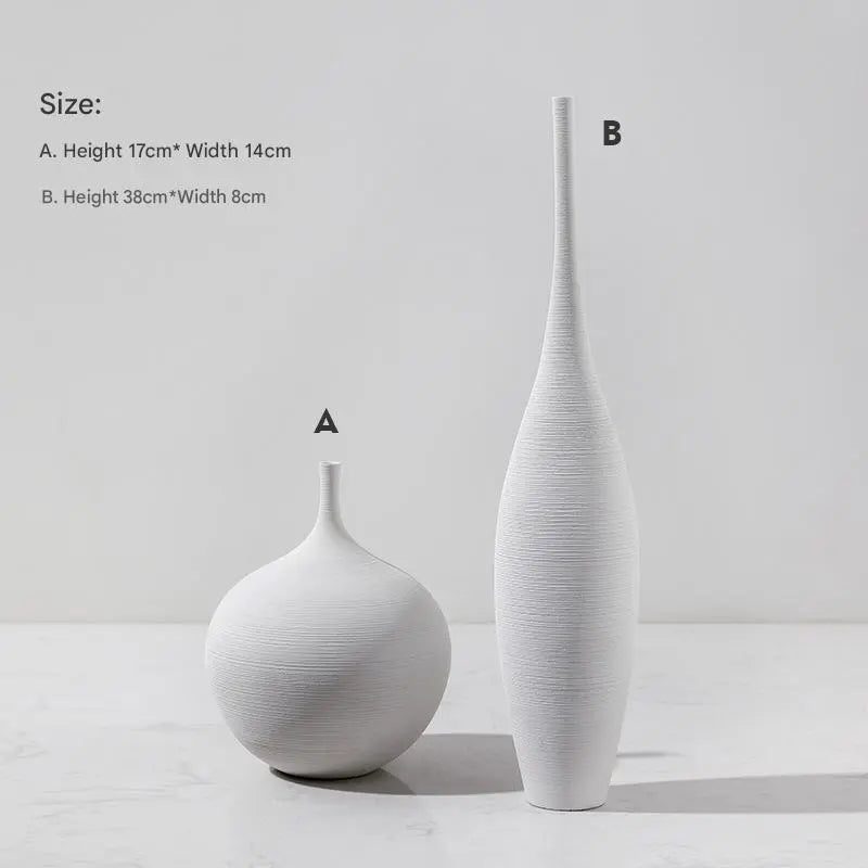 White Black Ceramic Vase Set, Modern Minimalist Ornaments