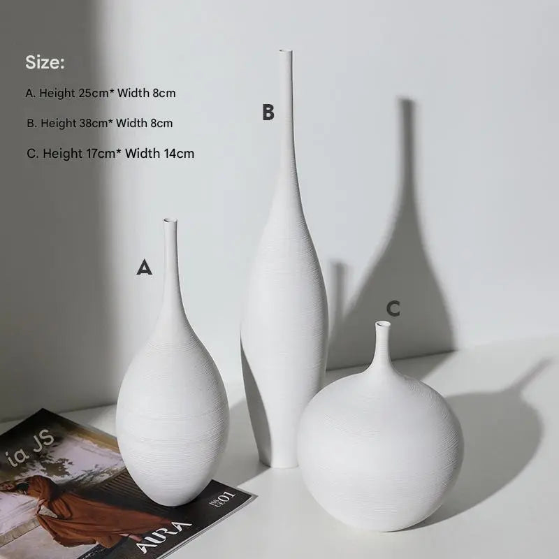 White Black Ceramic Vase Set, Modern Minimalist Ornaments