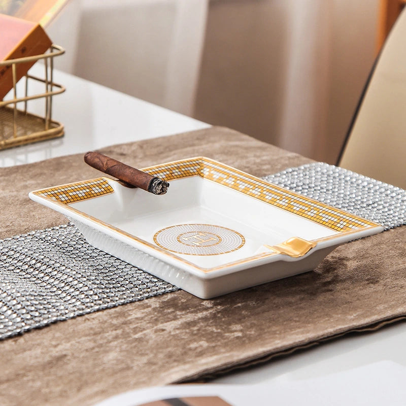 Herrmes and Verrsace Ceramic Ashtray Rectangle