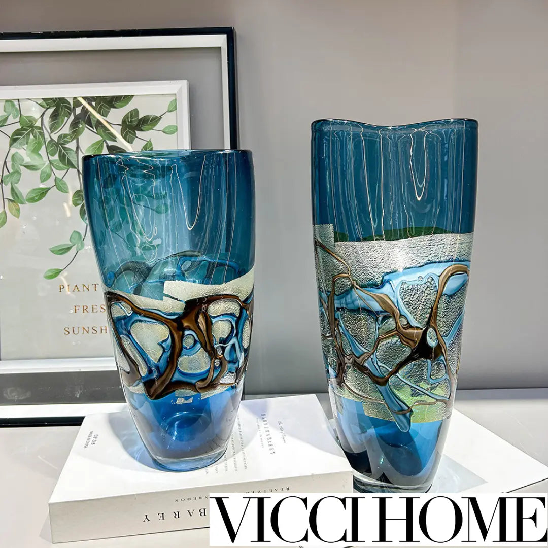 Sand Blowing Personality Silk-Wrapped Glass High-End Vase