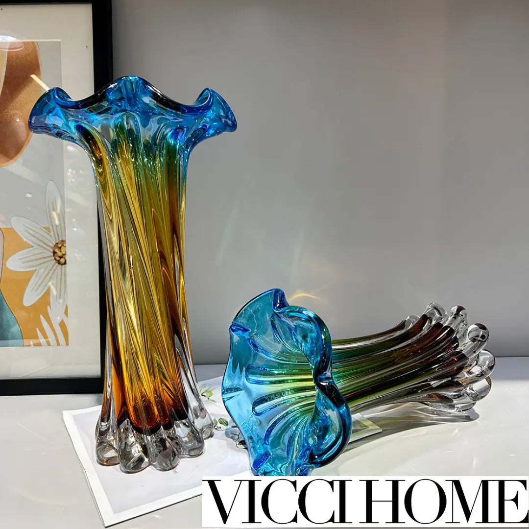 Sandblasted High-End Heavy Glass Vase