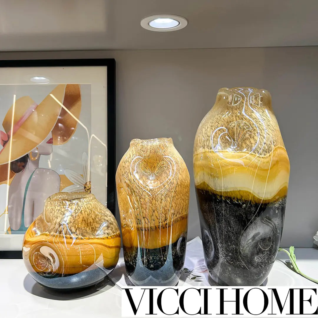 Sand Blowing Handmade Art Glass Vase – High-Grade Medieval Style