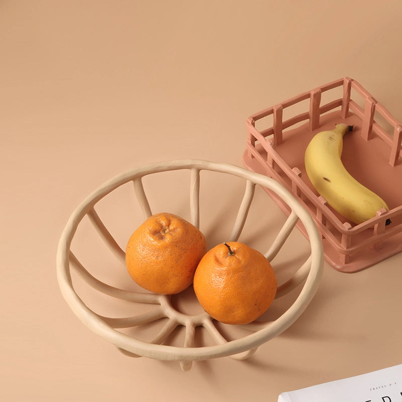 Basket Apricot Resin Fruit Plate