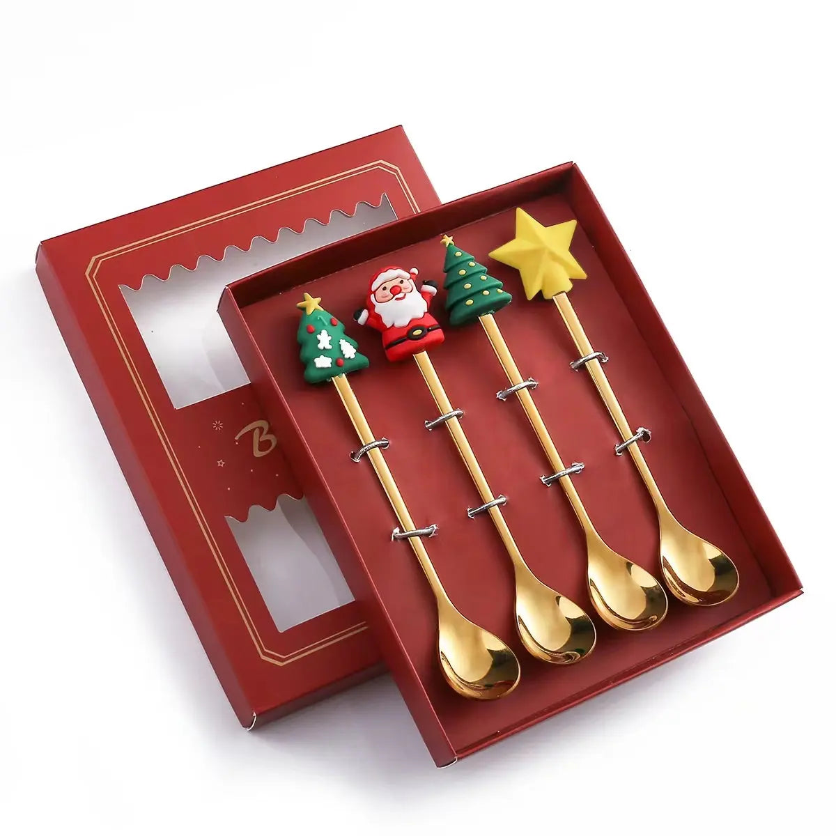 Christmas Stainless Steel Spoon and Fork Cutlery Set Gift Box Cartoon