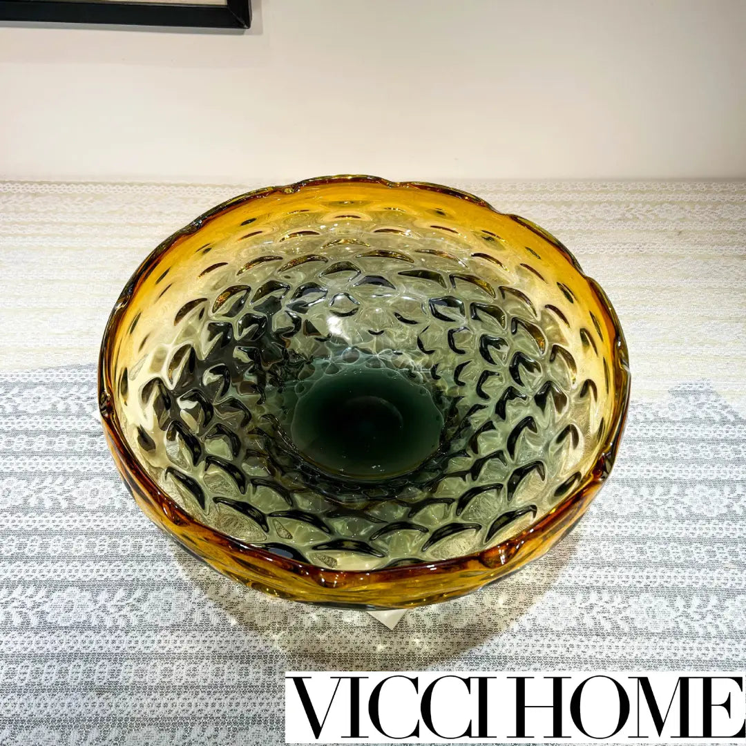 Sand Blowing Handcrafted Smoky Gray Amber Double Color