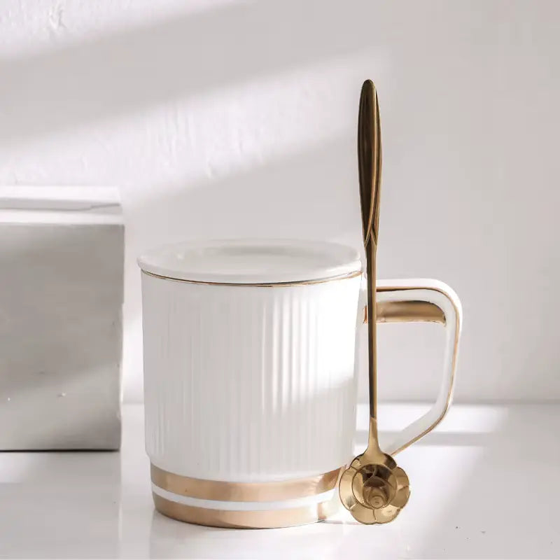 كوب سيراميك بحواف على الطراز الاسكندنافي بسعة كبيرة 350 مل