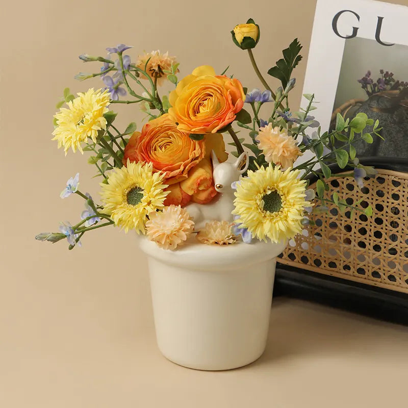 مزهرية فاون حليب جوز الهند الأبيض